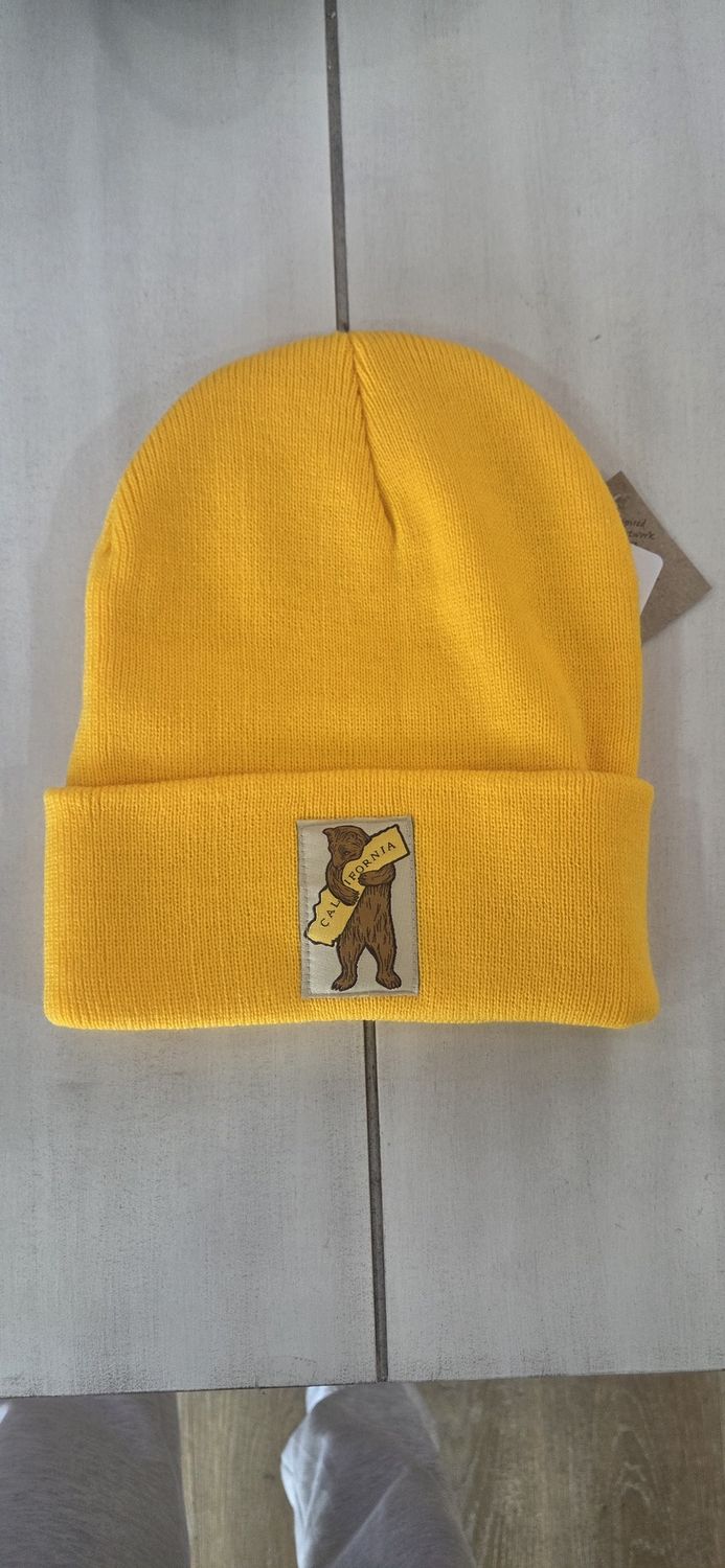 12" CA Bear Hug Patch Gold Beanie