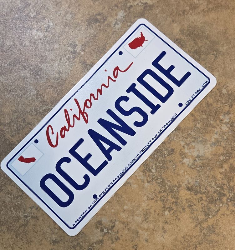 Lrg Sticker-Oceanside License Plate
