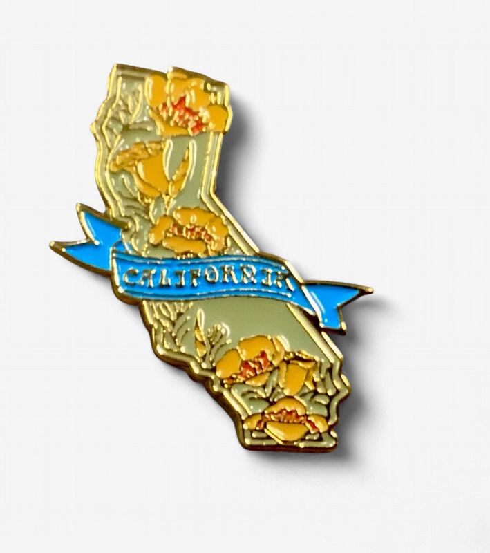 CA State w/Poppies Enamel Pin