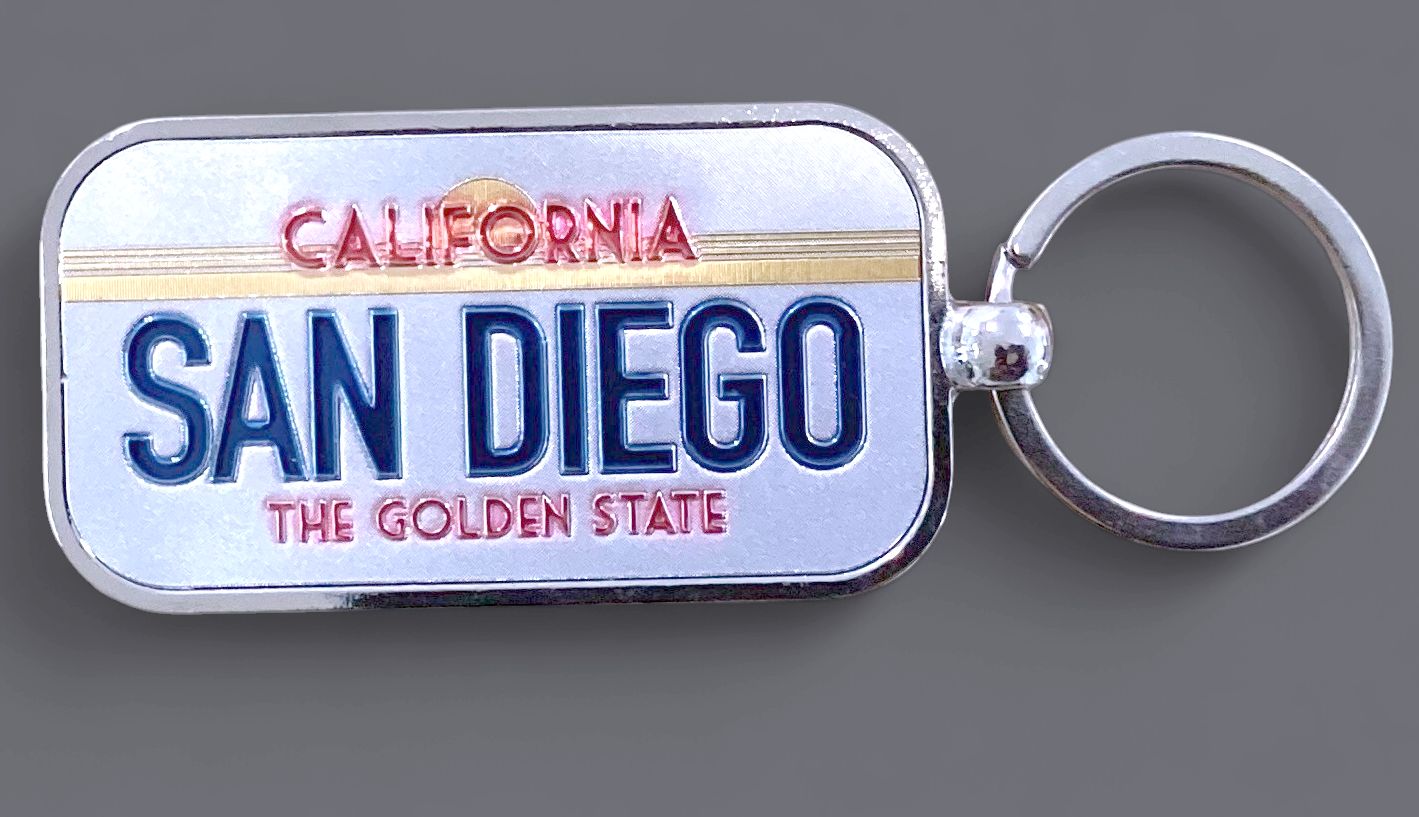 License Plate & Skyline 2 Sided Keychain