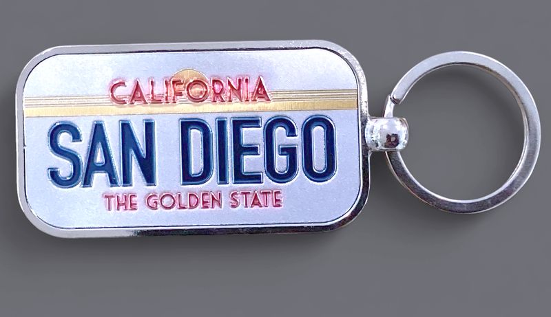 License Plate & Skyline 2 Sided Keychain