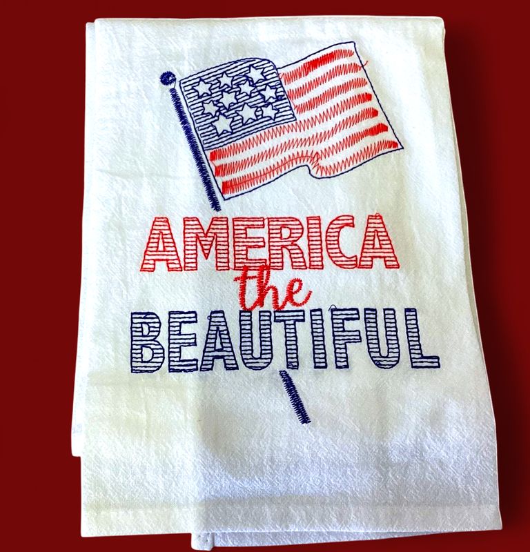 250th America the Beautiful Emb. Tea Towel