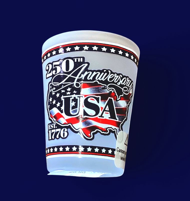 250th Anniv. White Frosted USA Shot Glass