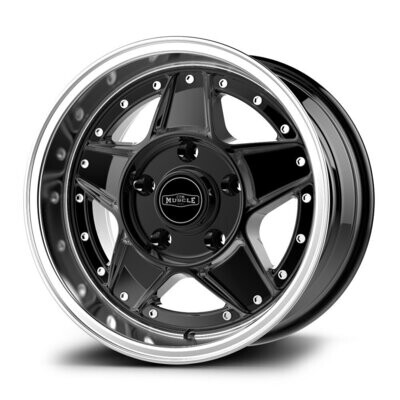 CTM MUSCLE BOMBER BLACK / MACHINED LIP Size:15x8.5J PCD:5/114.3 ET:6 (FORD FALCON FITMENT)