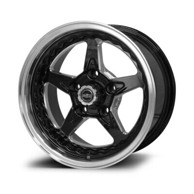 CTM MUSCLE DRAGSTAR BLACK MILLED / MACHINED LIP Size:15x5.5J PCD:5/114.3 ET:0 (FORD FALCON / MUSTANG FITMENT)