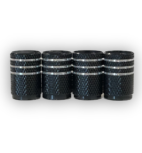 CTM MUSCLE COLOURED ALUMINIUM VALVE CAP - SET 4, COLOUR: BLACK