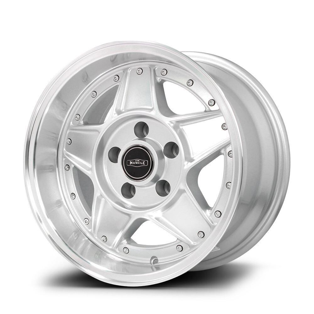 CTM MUSCLE BOMBER SILVER / MACHINED LIP Size:15x8.5J PCD:5/120.65 ET:6 (HOLDEN HQ FITMENT)