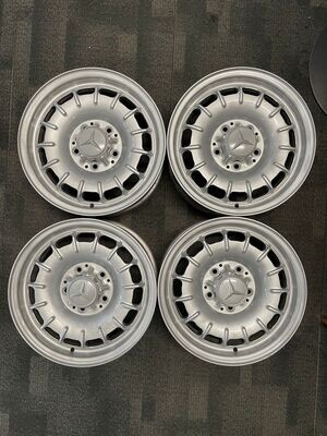 *RECONDITIONED* 14" SET 4 MERCEDES BENZ BUNDT SILVER PCD: 5/112 ET32P