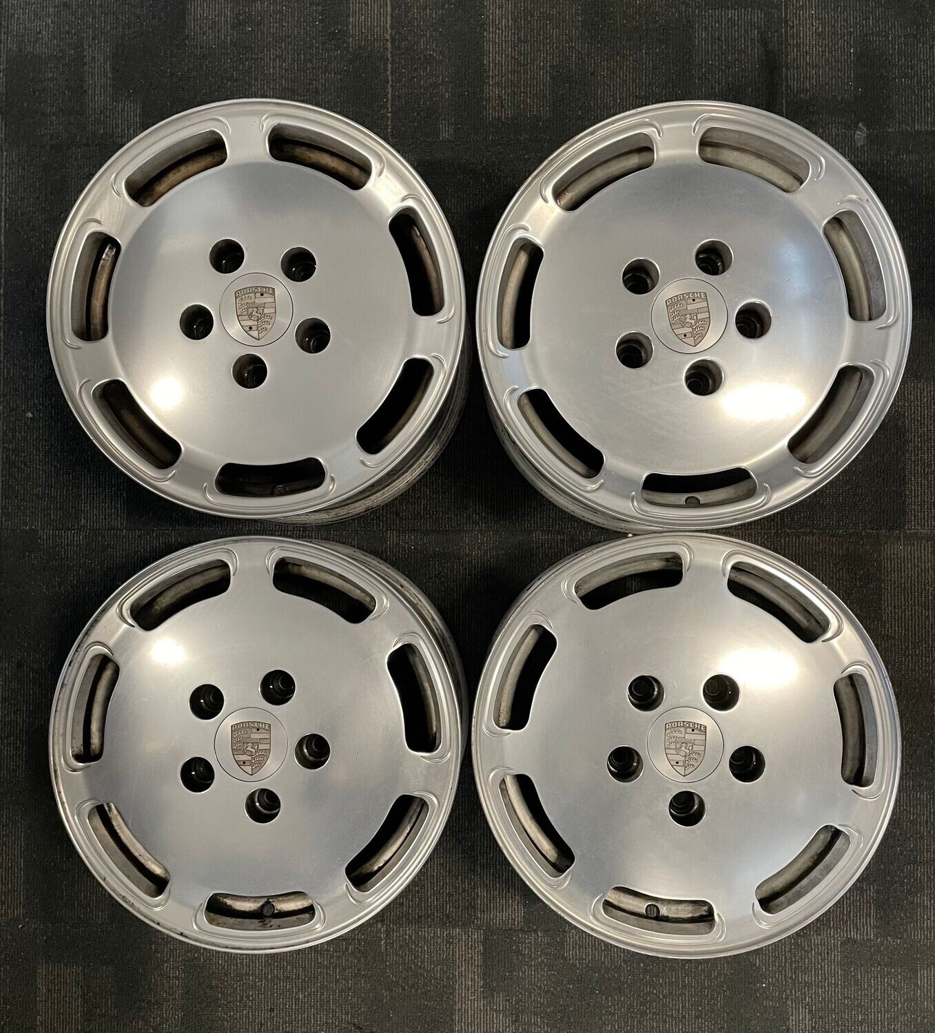 *USED* 16" SET 4 PORSCHE 928 SILVER PCD: 5/130 ET32P