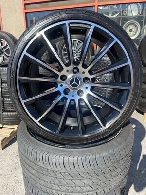 *USED PACKAGE* SET 4 19" R-SERIES A029 BLACK / MACHINED FACE WITH TYRES - MERCEDES BENZ FITMENT