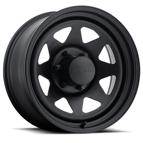 US WHEEL STEEL 8 SPOKE STEALTH MATTE BLACK Size:15x10 PCD:5/114.3 ET:-44