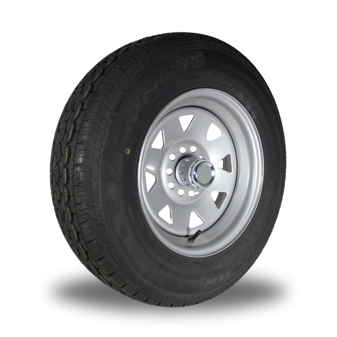 CTM SELECT+ 185R14 14x6 5/108 - 5/114.3 SILVER SUNRAYSIA WHEEL & TYRE TRAILER COMBO
