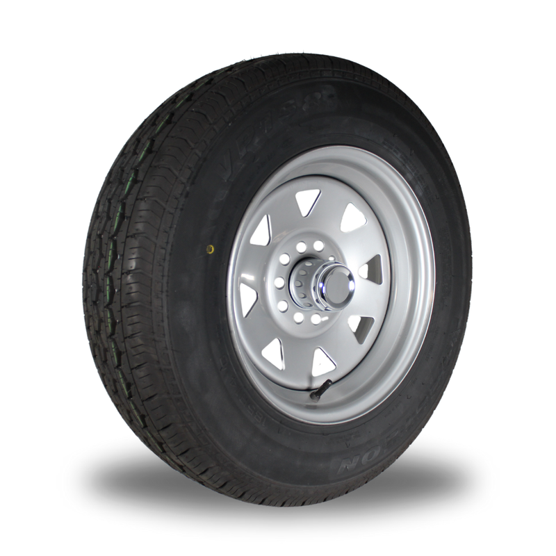 CTM SELECT+ 185R14 14x6 5/108 - 5/114.3 SILVER SUNRAYSIA WHEEL & TYRE TRAILER COMBO