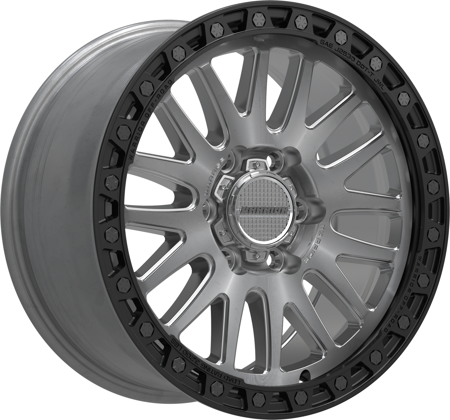 WARRIOR ATLAS SILVER/MACHINED & BLACK LIP Size:18X9.0 PCD:6/139.7 ET38P [1450kg Load Rated]