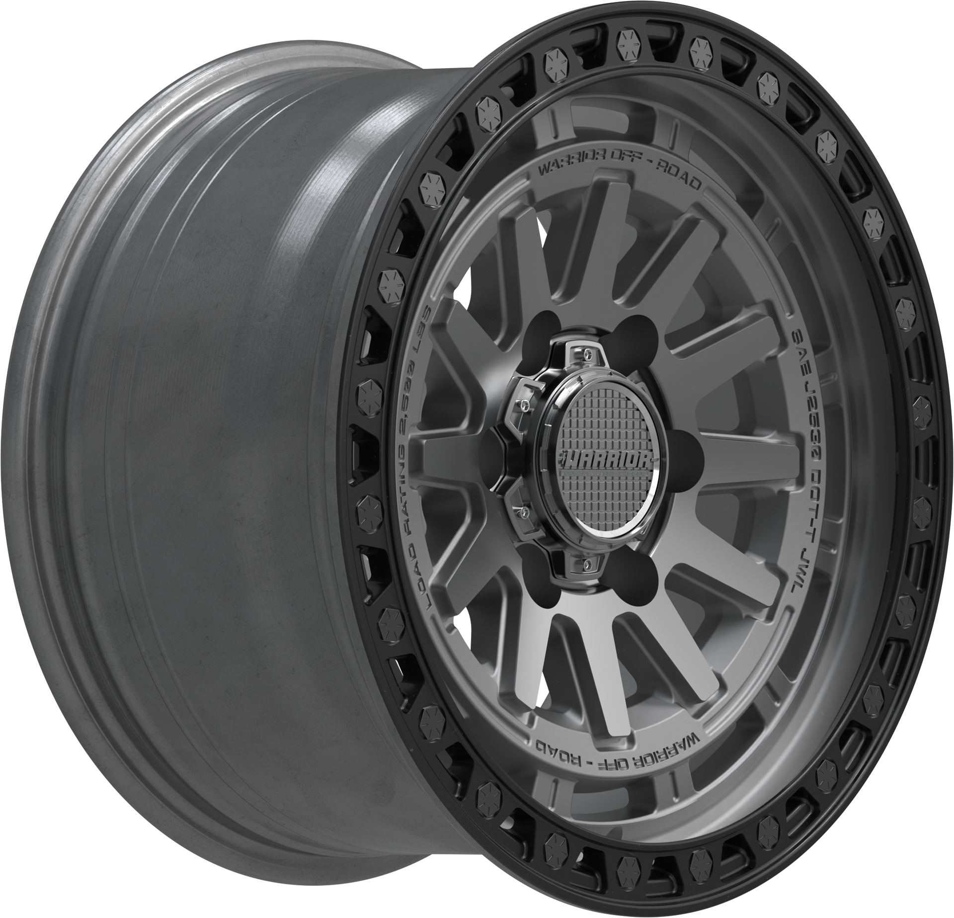 WARRIOR GLADIATOR SATIN GUNMETAL WITH SATIN BLACK LIP Size:17X8.5 PCD:6/139.7 ET15