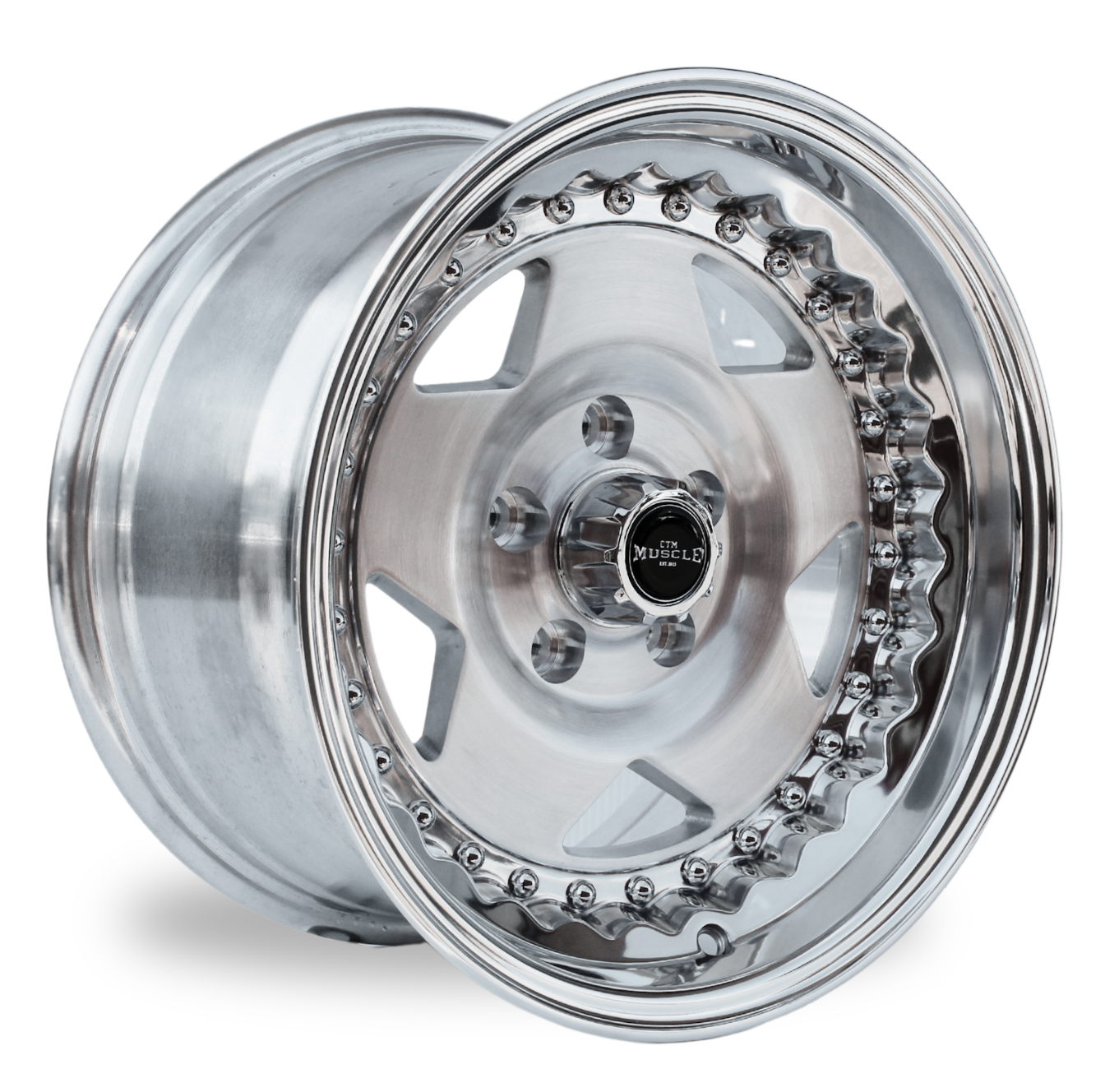 CTM MUSCLE CUSTOM PRO II BRUSHED ALLOY CENTER / POLISHED LIP Size:15x8.0J PCD:5/101.6 ET:0