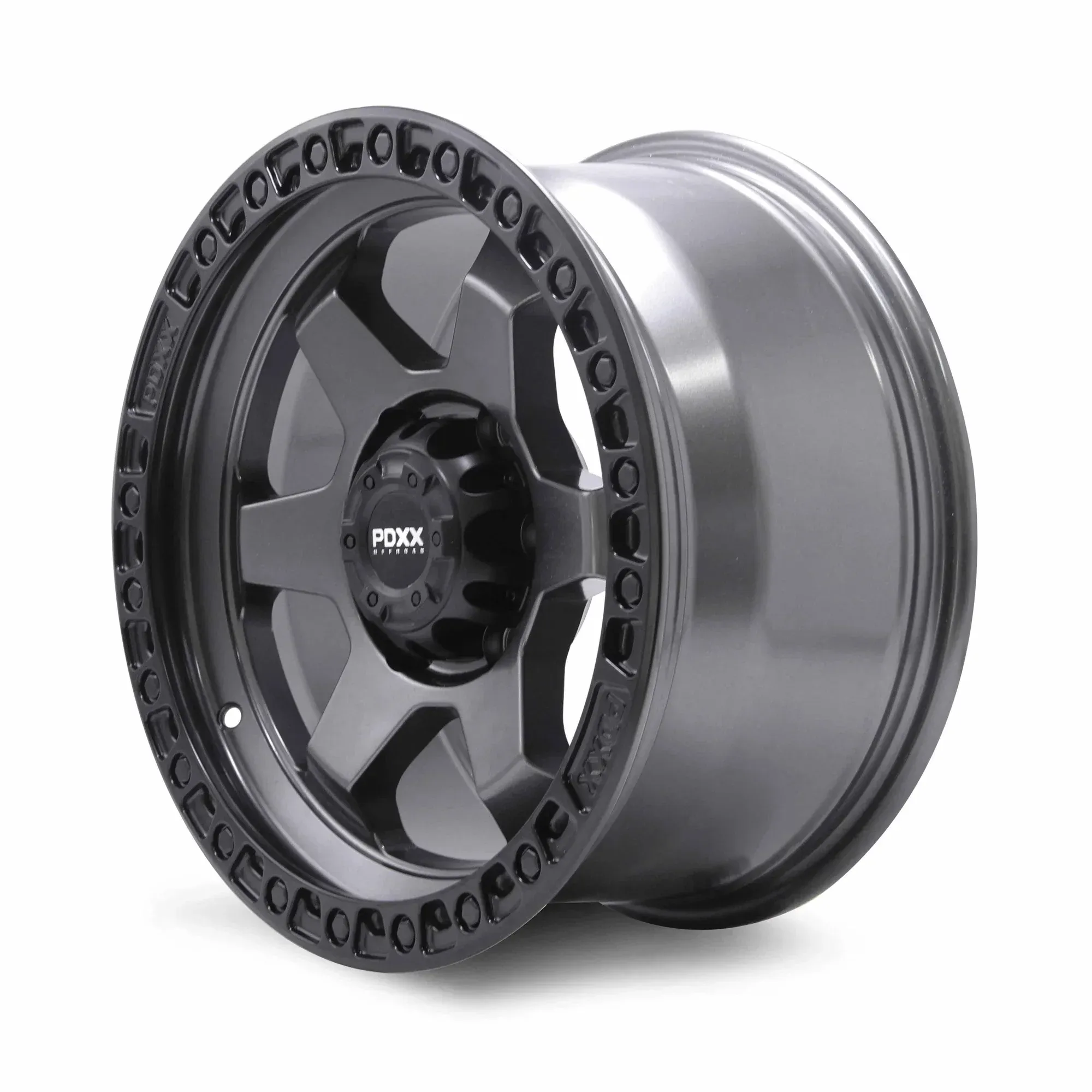 PDXX OFFROAD DOMINATOR 17X8.5J PCD: 6/139.7 ET: 0 SATIN GUNMETAL SATIN BLACK LIP
