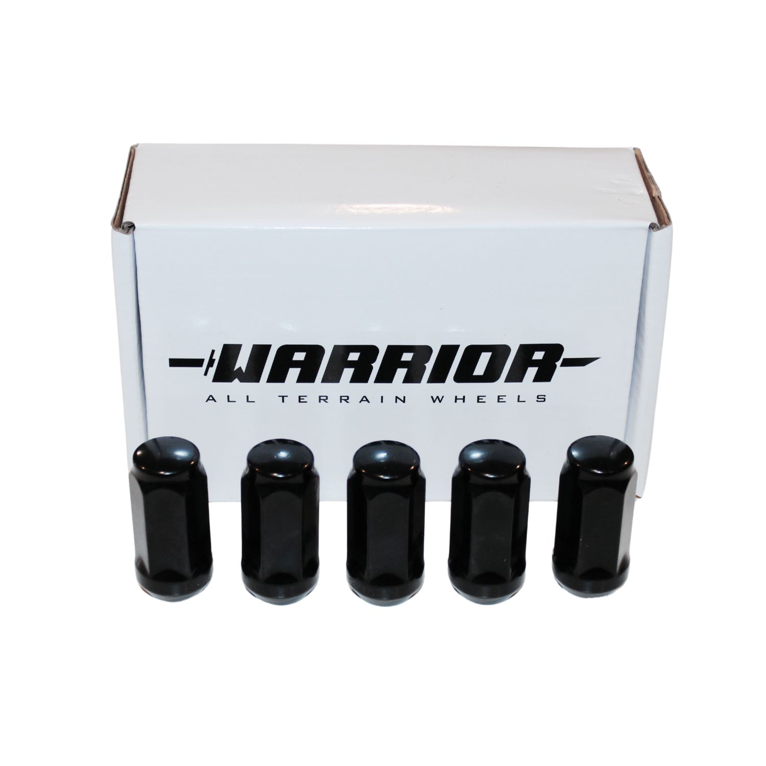 WARRIOR TAPER WHEEL NUT SET 14X1.5 BLACK ACORN STYLE (LONG)