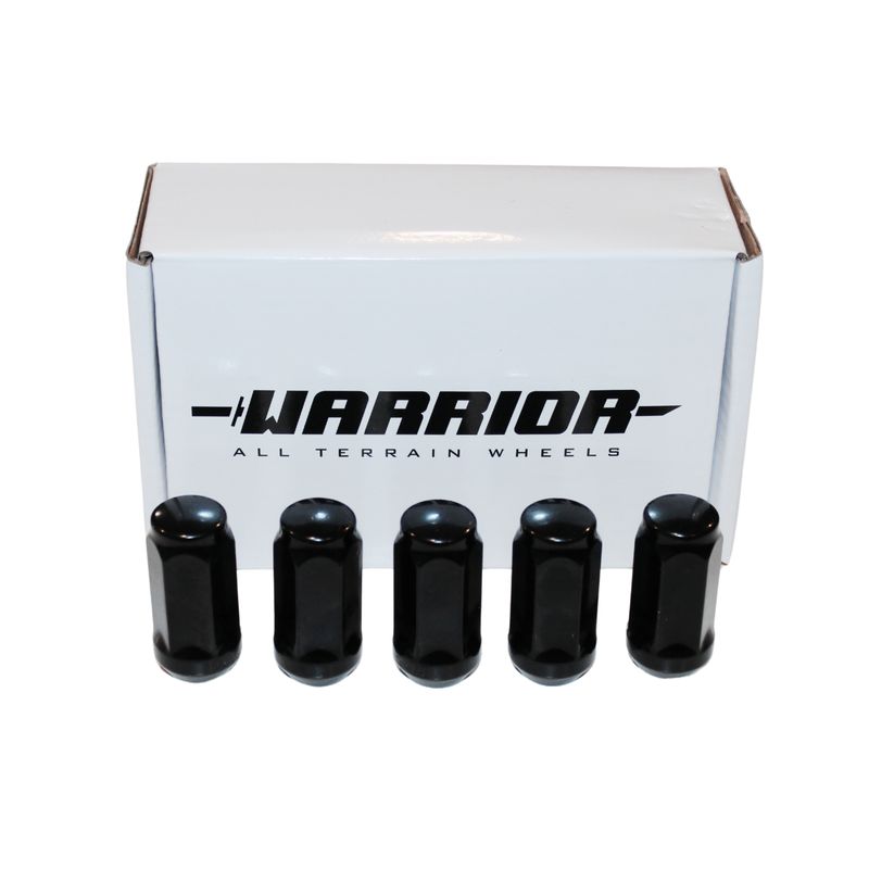 WARRIOR TAPER WHEEL NUT SET 14X1.5 BLACK ACORN STYLE (LONG)