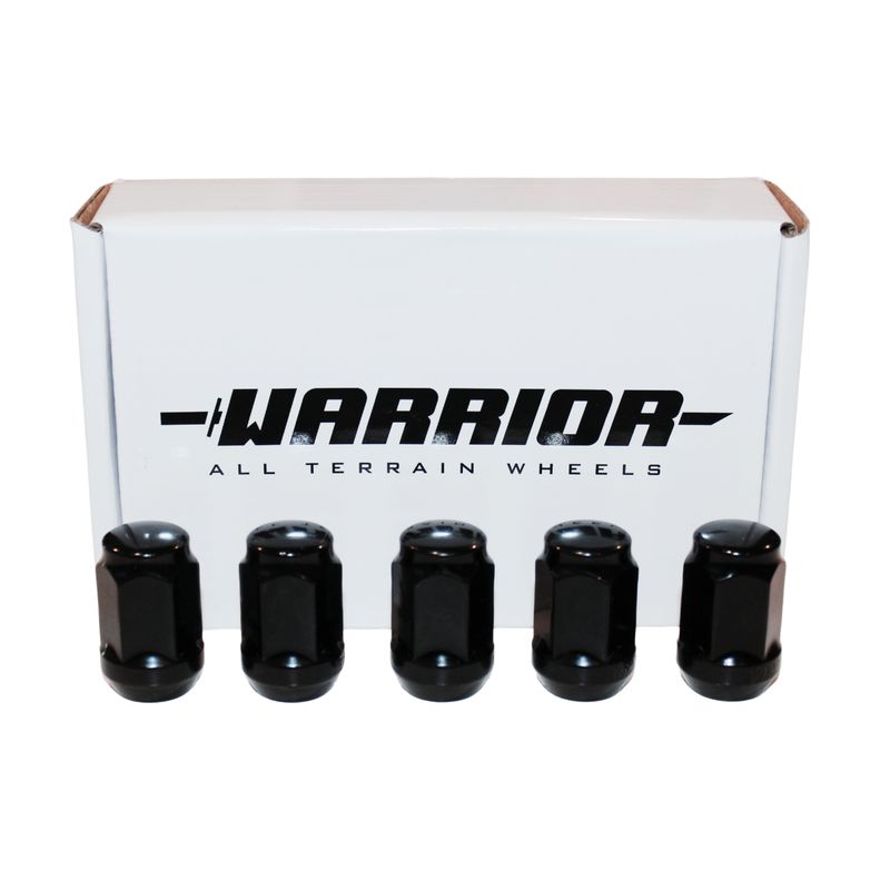WARRIOR TAPER WHEEL NUT SET 12X1.5 BLACK ACORN STYLE (SHORT)