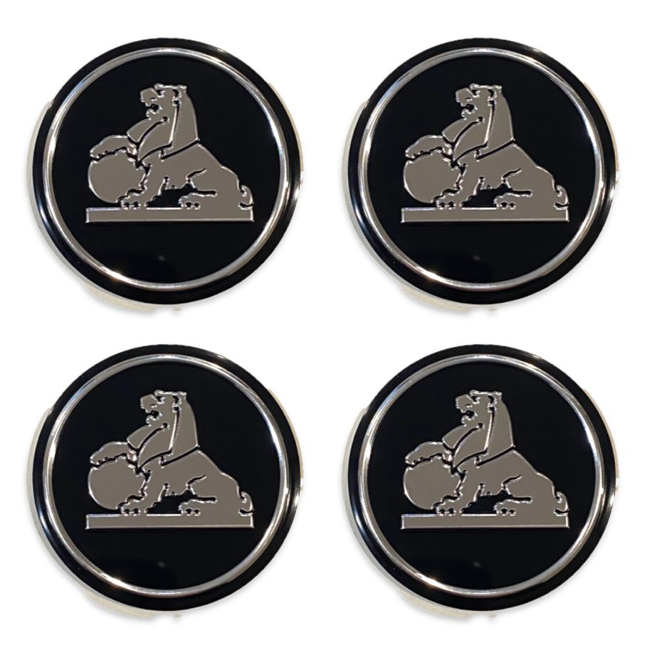 RETRO LION (NO TAIL) BLACK DECAL - LARGE - SET OF 4 - 50mm