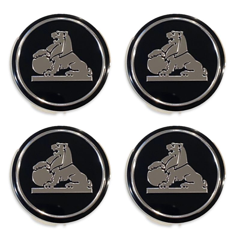 RETRO LION (NO TAIL) BLACK DECAL - LARGE - SET OF 4 - 50mm