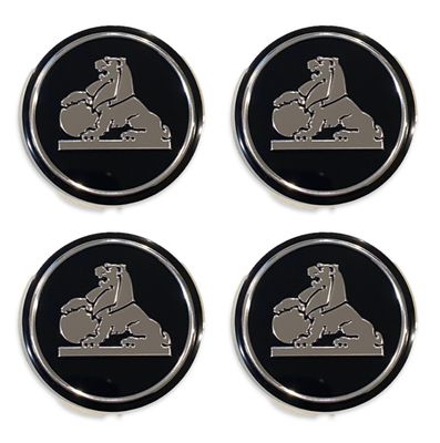 RETRO LION (NO TAIL) BLACK DECAL - LARGE - SET OF 4 - 50mm