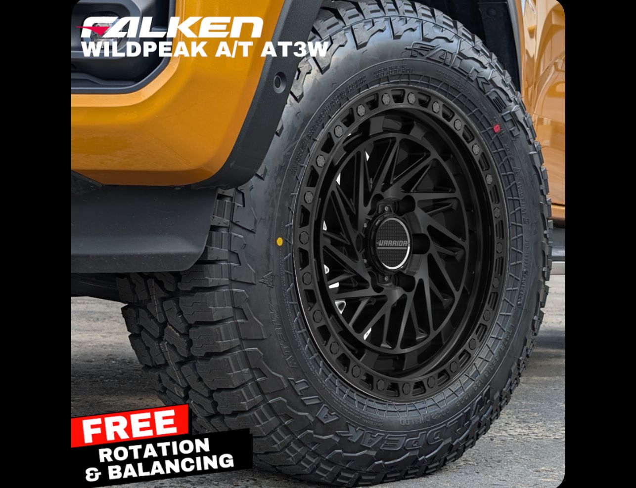 WARRIOR ZEUS GLOSS BLACK / DARK TINT FACE WITH FALKEN TYRE PACKAGE Size:18X9.0 PCD:6/139.7 ET:38P [LEFT SIDE]