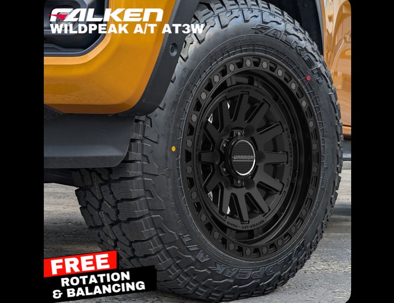 WARRIOR GLADIATOR SATIN BLACK WITH FALKEN TYRES Size:17X8.5 PCD:6/139.7 ET15