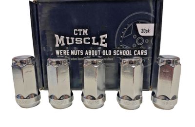 CTM MUSCLE TAPER WHEEL NUT 1/2 INCH ACORN 45mm CHROME SET 20