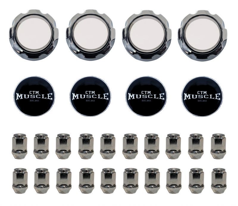 CLASSIC MAG WHEEL ACCESSORY RESTO KIT (PUSH IN CAP FLUTED SMALL - TAPER NUT)