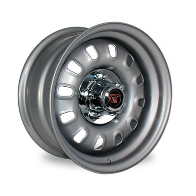 CTM MUSCLE 12 SLOT SILVER + GT CHROME SKULL CAP Size:15x8J PCD:5/114.3 ET:0 CTM MUSCLE 12 SLOT SILVER + GT CHROME SKULL CAP Size:15x8J PCD:5/114.3 ET:0