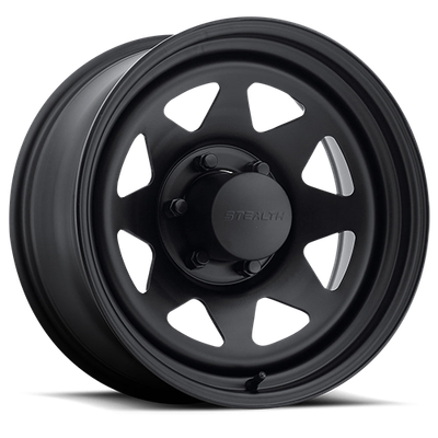 US WHEEL STEEL 8 SPOKE STEALTH MATTE BLACK Size:15x8 PCD:5/114.3 ET:-19