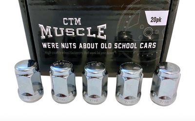 CTM MUSCLE TAPER WHEEL NUT 7/16 UNF CHROME SET 20