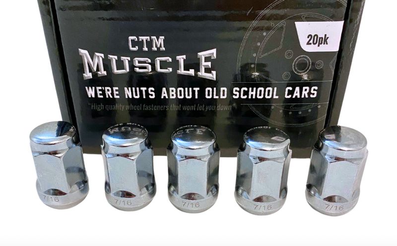 CTM MUSCLE TAPER WHEEL NUT 7/16 UNF CHROME SET 20