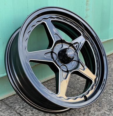 CTM MUSCLE DRAGSTAR 2.0 GLOSS BLACK/MILLED INNER EDGE Size:17x5J FRONT RUNNERS ***CUSTOM FITMENT*** ET: 0
