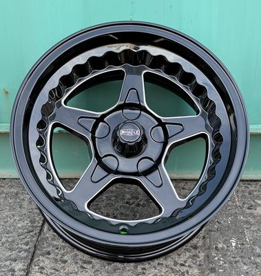 CTM MUSCLE DRAGSTAR 2.0 GLOSS BLACK/MILLED INNER EDGE Size:15x8J ***CUSTOM FITMENT*** ET: 0