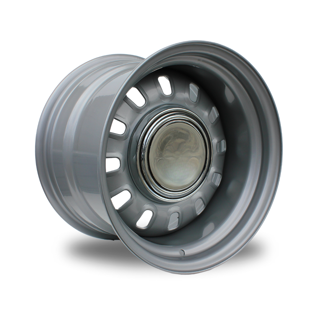 CTM MUSCLE 12 SLOT SILVER Size:15x10J PCD:5/114.3 ET:6N (FORD FALCON FITMENT) CTM Muscle 15x10 Silver 12 Slot