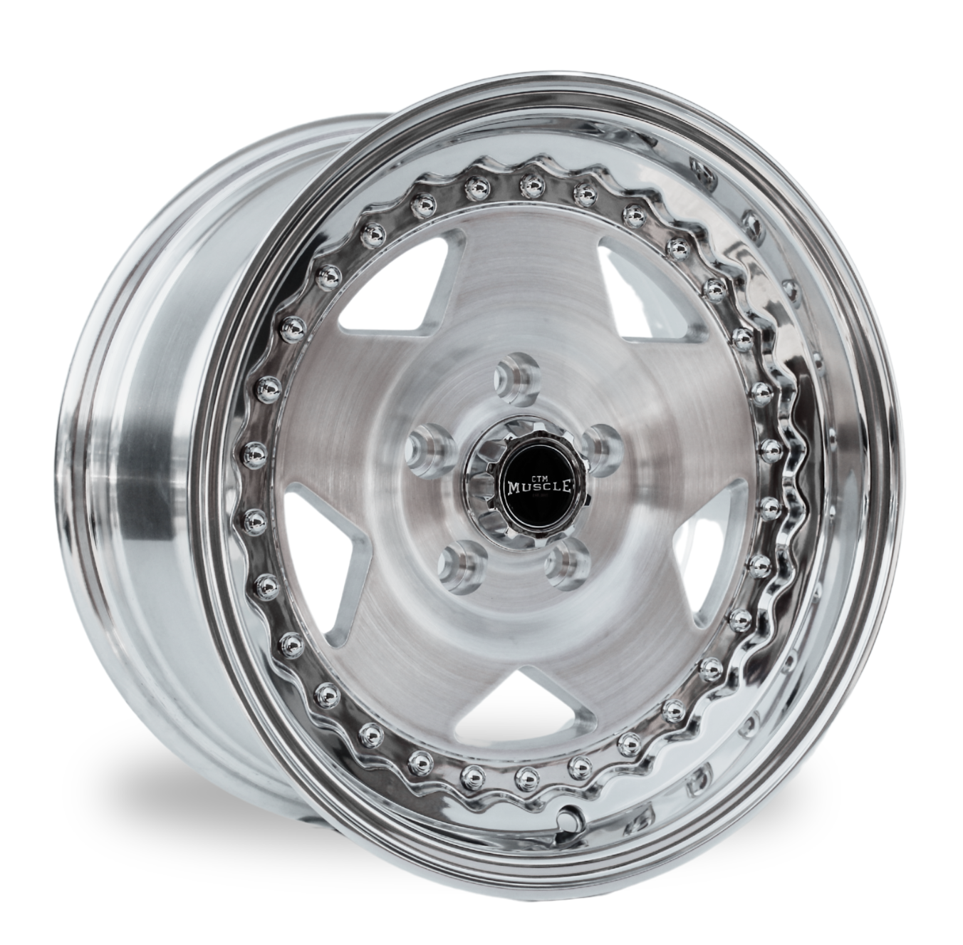 CTM MUSCLE CUSTOM PRO II BRUSHED ALLOY CENTER / POLISHED LIP Size:15x7.0J PCD:5/108 ET:0