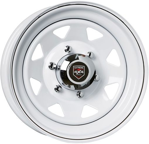 EXTREME STEEL 8 SLOT WHITE Size:13x4.5 PCD:5/108-5/114.3 ET:0 (EARLY HOLDEN + FALCON HUBS)