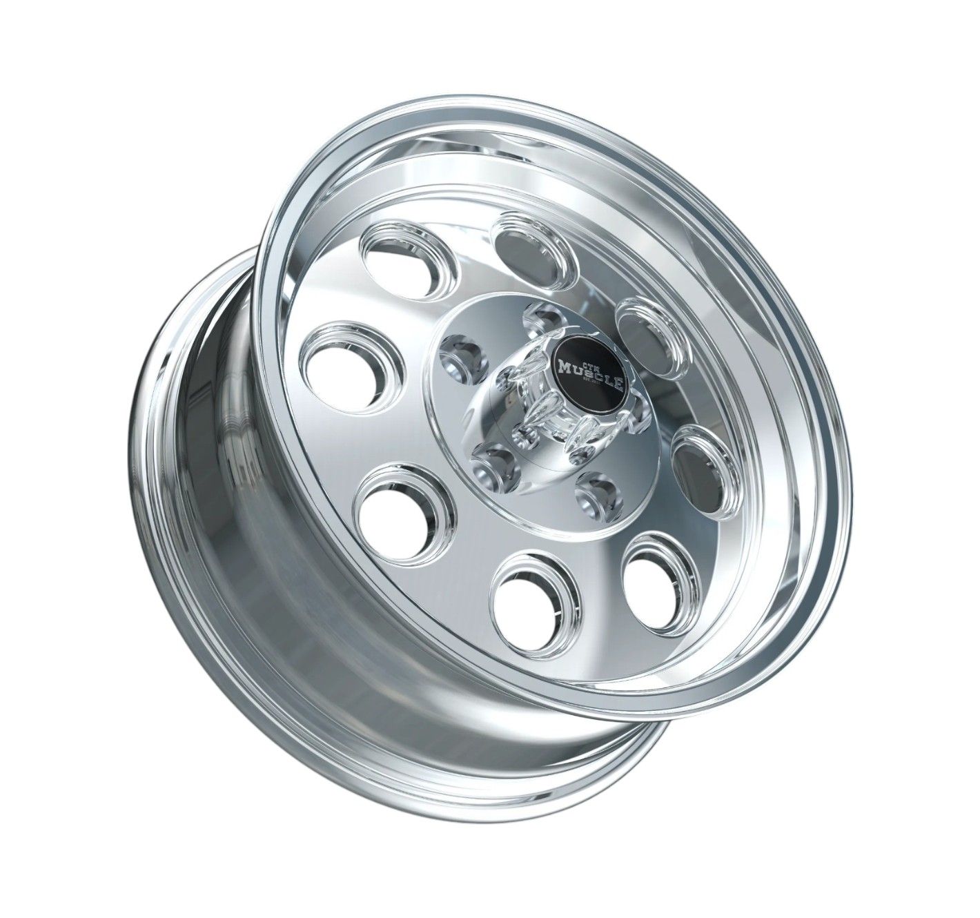 CTM MUSCLE DRAG LIGHT II POLISHED Size:15X6.0 ***CUSTOM FITMENT*** ET:0-25P - 4/5 STUD: 101.6 to 130