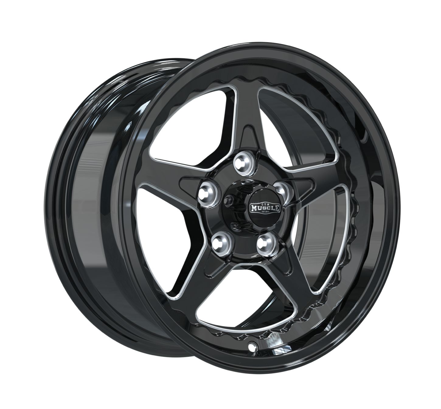 CTM MUSCLE DRAGSTAR II GLOSS BLACK/MILLED Size:15x8J ***CUSTOM FITMENT*** ET: 0
