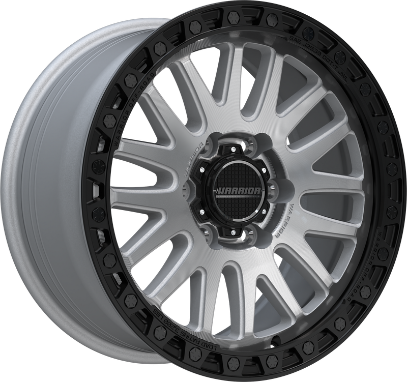 WARRIOR ATLAS SILVER/MACHINED WITH BLACK LIP AND BLACK CAP Size:18X9.0 PCD:6/139.7 ET:18P [1450kg Load Rated]