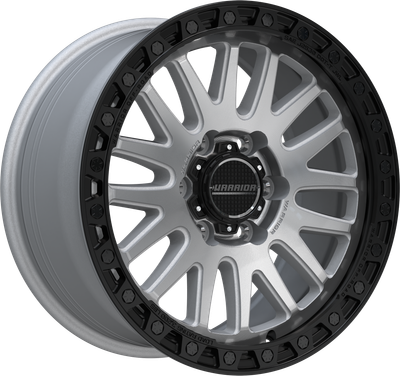 WARRIOR ATLAS SILVER/MACHINED WITH BLACK LIP AND BLACK CAP Size:18X9.0 PCD:6/139.7 ET:38P [1450kg Load Rated]