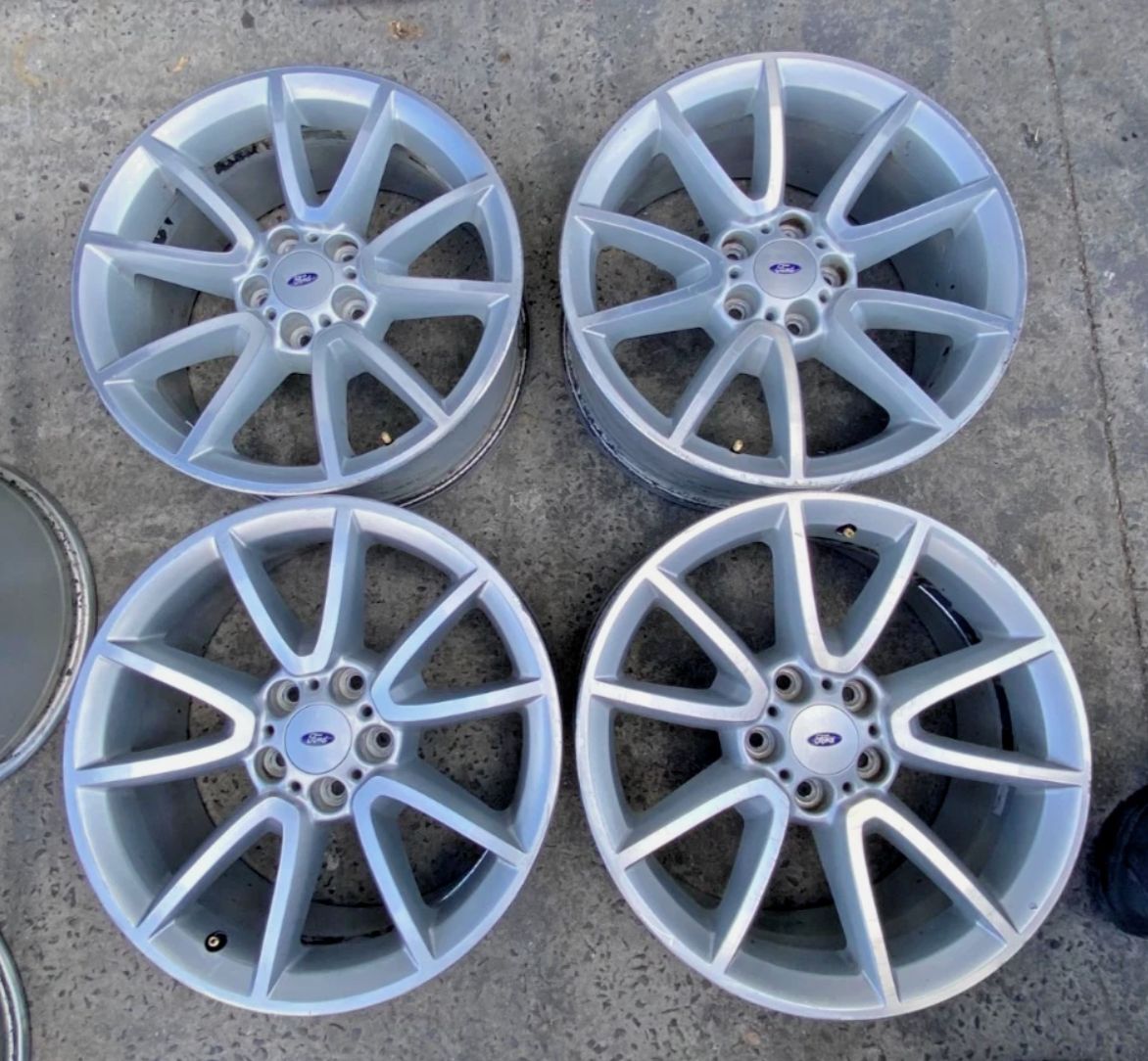 *USED* SET 4 FORD FG FALCON TWIN 5 SPOKE 18x8" SILVER WHEELS PCD: 5/114.3 ET:36P