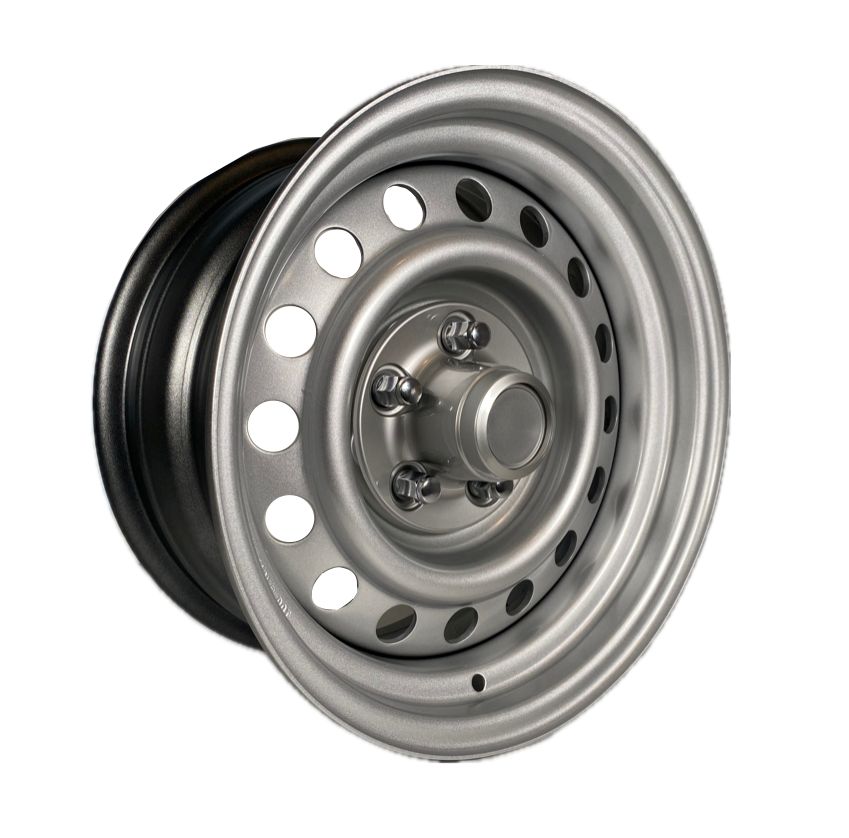 PRE AU FORD FALCON STEEL INTERCEPTOR SILVER 15X7.0J PCD: 5/114.3 ET: 6P -  INCLUDES NUTS AND SILVER SKULL CAP