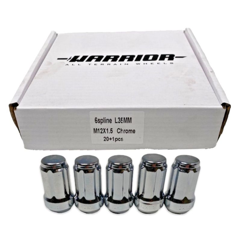 6 SPLINE WARRIOR CHROME WHEEL NUT SET 20 x M12X1.50 - 35mm