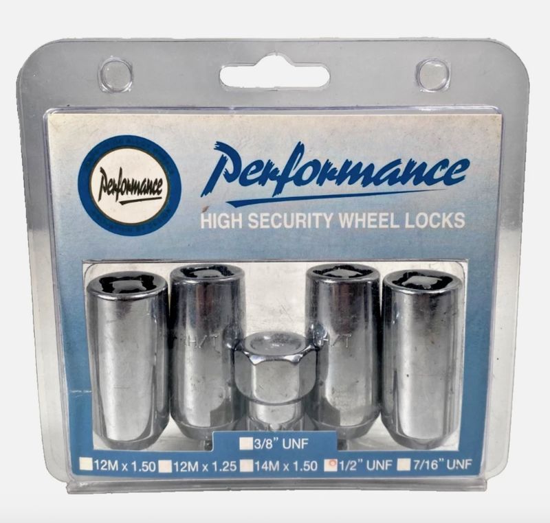 PERFORMANCE LONG TAPER LOCK NUT SET 1/2" UNF CHROME 48mm