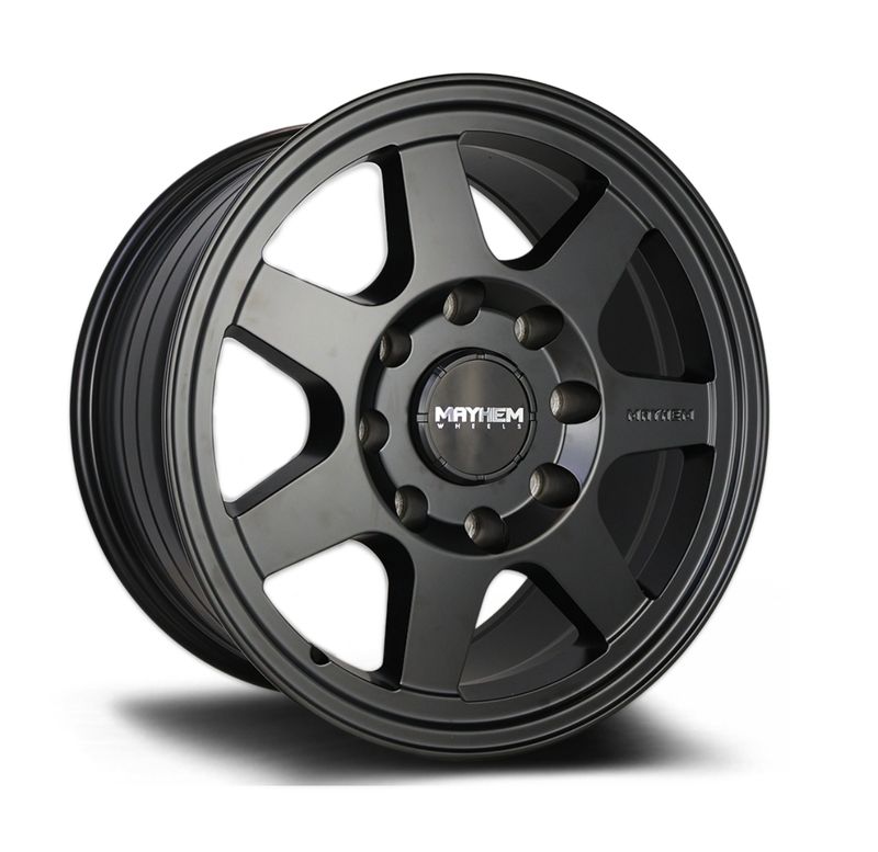 MAYHEM CONVOY HEAVY DUTY (HD) WHEEL SATIN BLACK Size:18X9.0 PCD:8/170 ET:35P CB: 125.2MM 1600KG