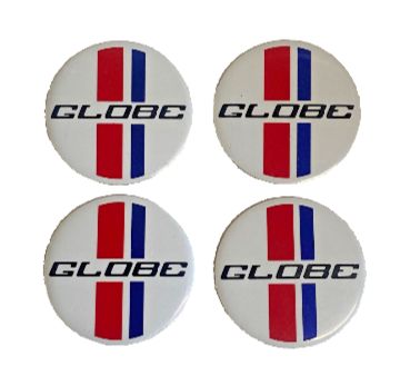 GLOBE ALUMINIUM WHITE/RED/BLUE DECAL - SET OF 4 - AVAILABLE IN 2 SIZES
